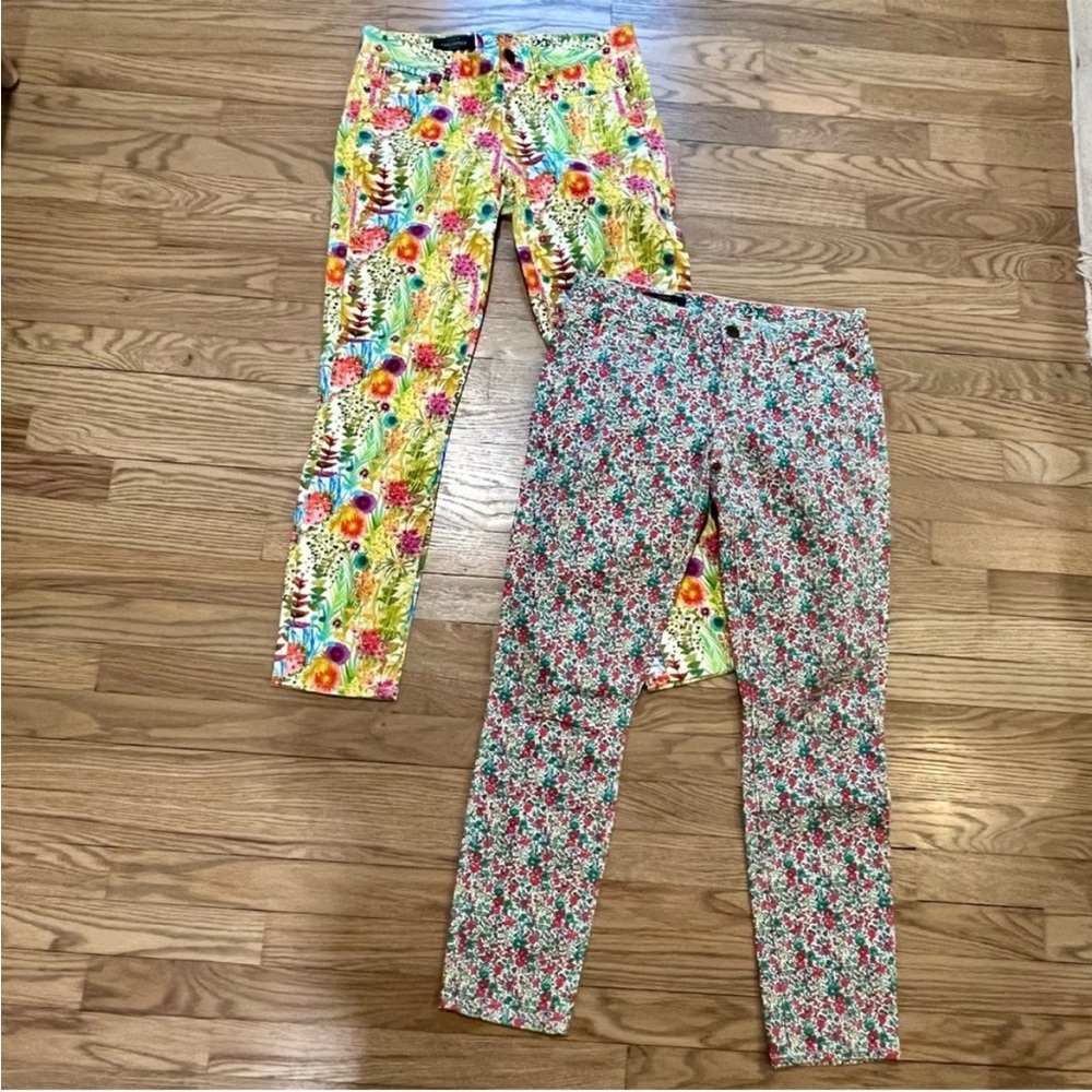 Two Pairs: J. Crew Floral Print Toothpick Pants - Multicolor
